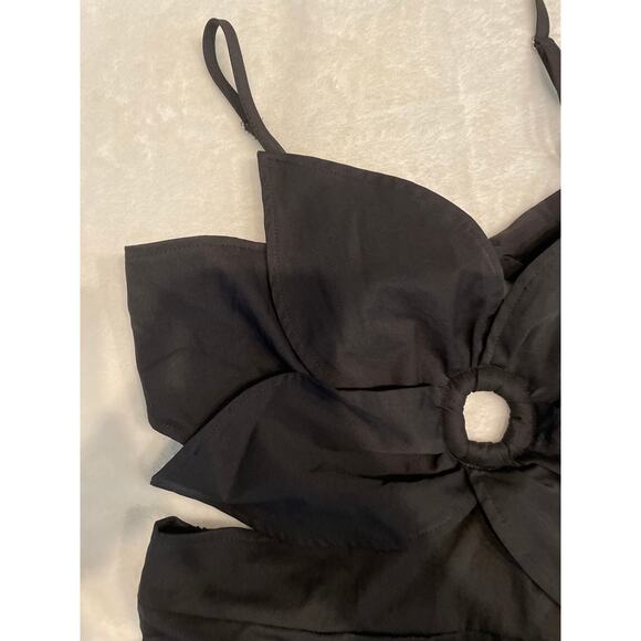 CHICME Women's Floral Pattern Sleeveless Jumpsuit Large Black Cut Out - Picture 5 of 12